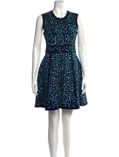 Pre-owned Michael Kors Animal Print Mini Dress In Blue