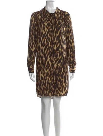 Pre-owned Michael Kors Animal Print Mini Dress In Brown