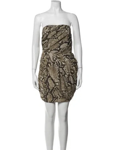 Pre-owned Michael Kors Animal Print Mini Dress In Green