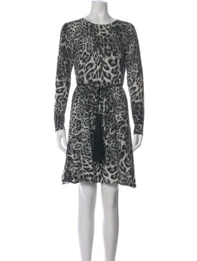 Pre-owned Michael Kors Animal Print Mini Dress In White