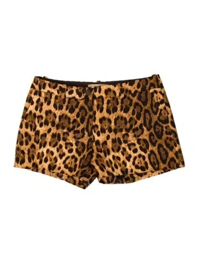 Pre-owned Michael Kors Animal Print Mini Shorts In Brown