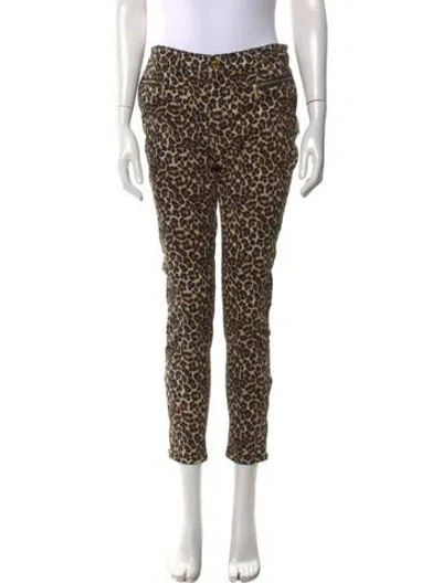 Pre-owned Michael Kors Animal Print Skinny Leg Pants W/ Tags In Neutral