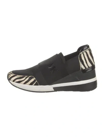 Pre-owned Michael Kors Animal Print Sneakers In Black