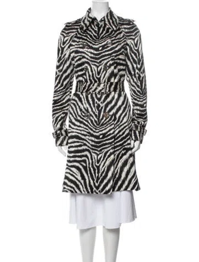 Pre-owned Michael Kors Animal Print Trench Coat In Black