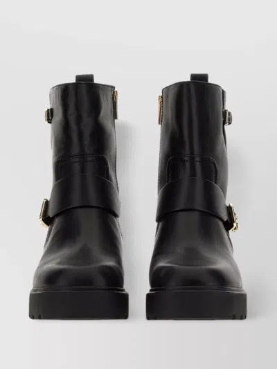 Michael Kors Ankle Block Heel Buckle Sole Boot
