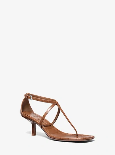 Michael Kors Anna Crocodile Embossed Leather Sandal In Multi