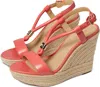 Michael Kors Annie Sandals Dahlia Leather Platform Espadrille Zpo3813 In Multi