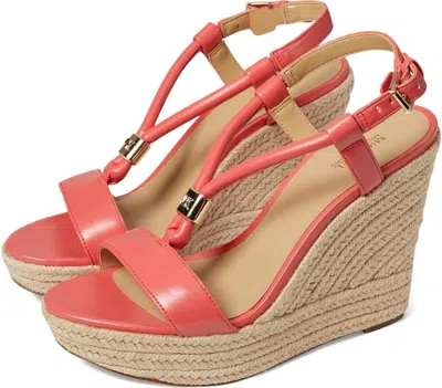 Michael Kors Annie Sandals Dahlia Leather Platform Espadrille Zpo3813 In Multi