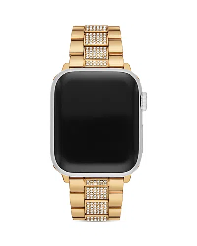 Michael Kors Apple Watch Glitz Gold-tone Stainless Steel Bracelet In Neutral