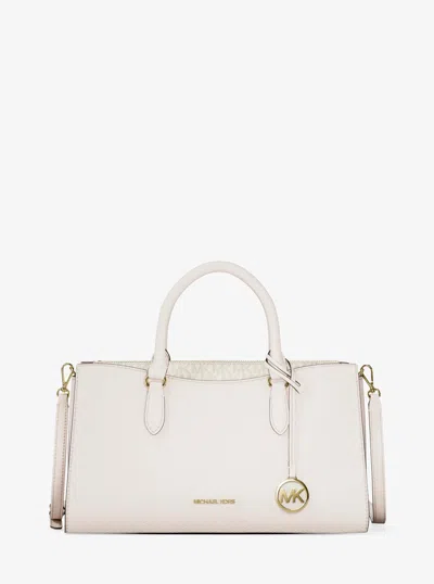 Michael Kors Arden Medium Leather Top-zip Satchel In Brown