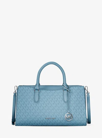 Michael Kors Arden Medium Top-zip Satchel In Blue