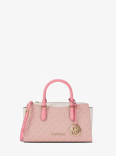 Michael Kors Arden Small Color-block Signature Logo Messenger Bag In Pink