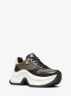 Michael Kors Arla Leather And Suede Trainer In Black