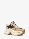 Michael Kors Arla Leather And Suede Trainer In Brown