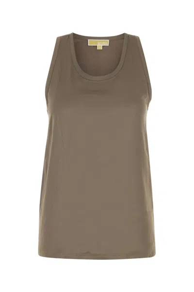 Michael Kors Army Green Satin Tank Top In Brown