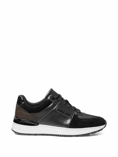 Michael Kors Artis Mixed-media Trainer In Black