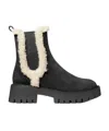 Michael Kors Asher Suede And Faux Shearling Boot In Black