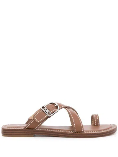 Michael Kors Ashton Leather Sandals In Brown
