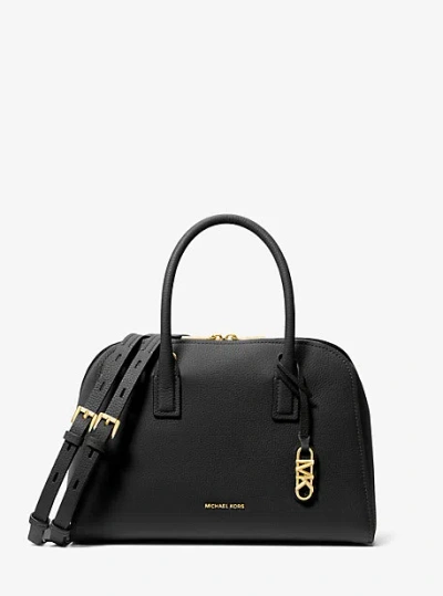 Michael Kors Ashton Medium Pebbled Leather Satchel In Black