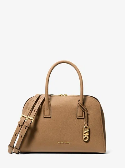 Michael Kors Ashton Medium Pebbled Leather Satchel In Natural