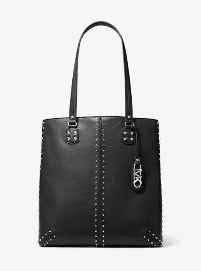 Michael Kors Astor Large Studded Leather Tote Bag In Black