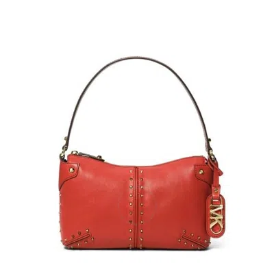 Michael Kors Astor Studded Large Leather Handbag In Brown