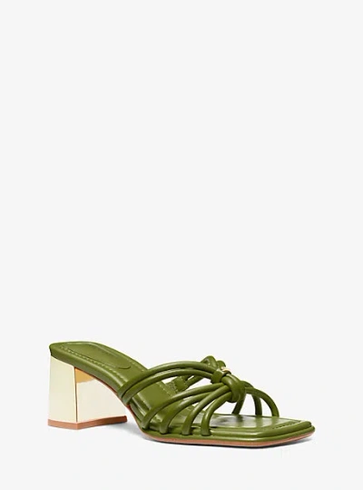 Michael Kors Astra Leather Mule In Green