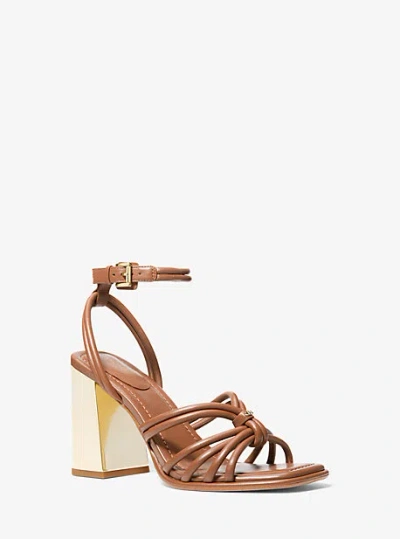 Michael Kors Astra Leather Sandal In Brown