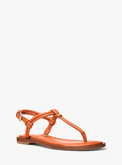 Michael Kors Astra Leather T-strap Sandal In Orange