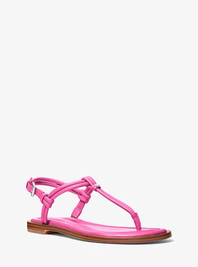 Michael Kors Astra Leather T-strap Sandal In Pink