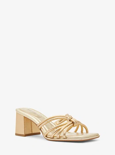 Michael Kors Astra Metallic Leather Mule In Gold