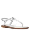 Michael Kors Michael  Women's Astra Thong Toe Double Strap Sandals In Silver Tone