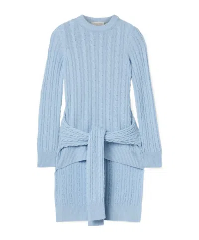 Michael Kors Asymmetric Cable-knit Cashmere Sweater In Blue