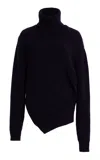 Michael Kors Asymmetric Cashmere Turtleneck Sweater In Purple