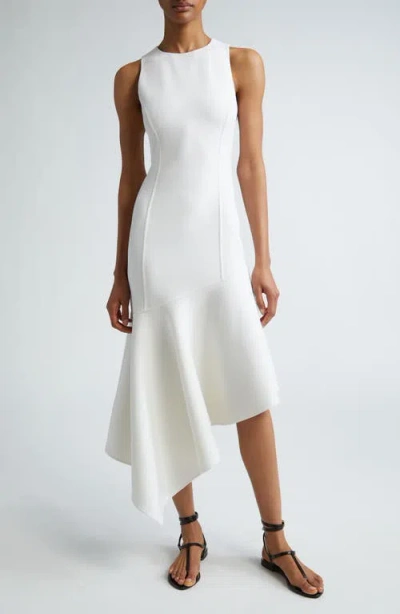 Michael Kors Asymmetric Draped Sleeveless Sheath Dress In Ivory
