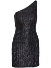 Michael Kors One-shoulder Sequined Tulle Mini Dress In Schwarz