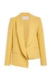 Michael Kors Asymmetric Silk Canvas Blazer In Yellow