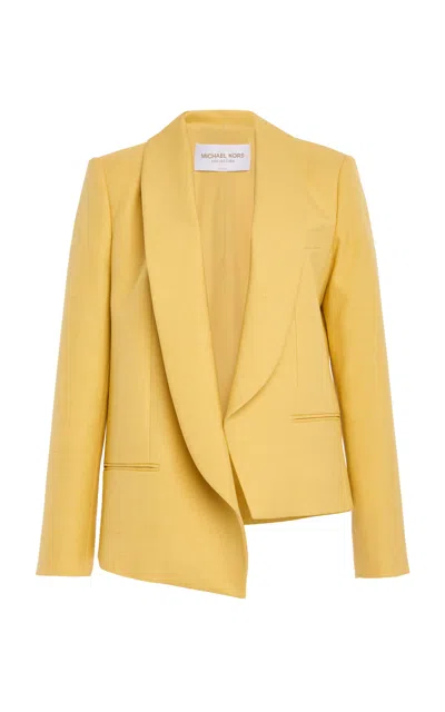 Michael Kors Asymmetric Silk Canvas Blazer In Yellow