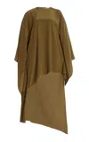 Michael Kors Asymmetric Silk Crepe De Chine Caftan Top In Brown