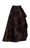 Michael Kors Asymmetric Slit Silk-blended Skirt In Brown