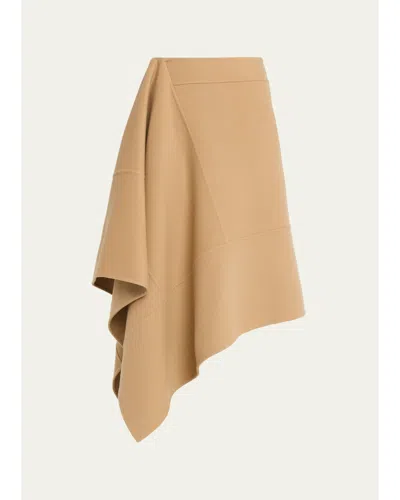 Michael Kors Asymmetric Wool Midi Skirt In Gold