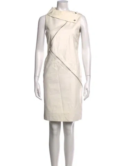 Pre-owned Michael Kors Asymmetrical Knee-length Dress In White