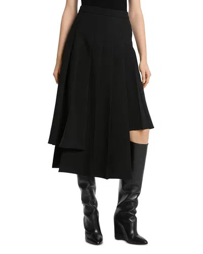 Michael Kors Asymmetrical Pleated Skirt In Black