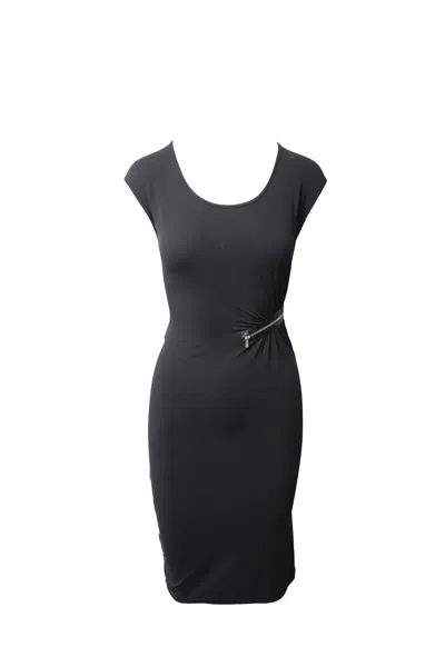 Michael Kors Asymmetrical Zip Cocktail Dress In Black Rayon