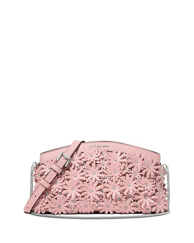 Michael Kors Athena Small Floral Embellished Leather Crossbody Clutch In Pink