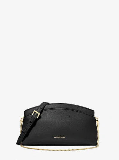 Michael Kors Athena Small Leather Convertible Clutch In Black