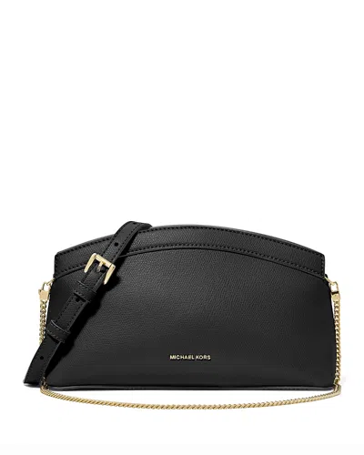 Michael Kors Athena Small Leather Convertible Clutch In Black