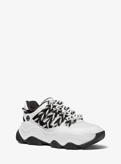 Michael Kors Atlas Cord Mesh And Leather Trainer In White