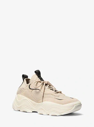 Michael Kors Atlas Stretch Knit Trainer In Natural