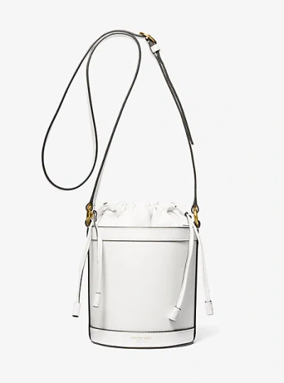 Michael Kors Audrey Medium Leather Bucket Bag In White